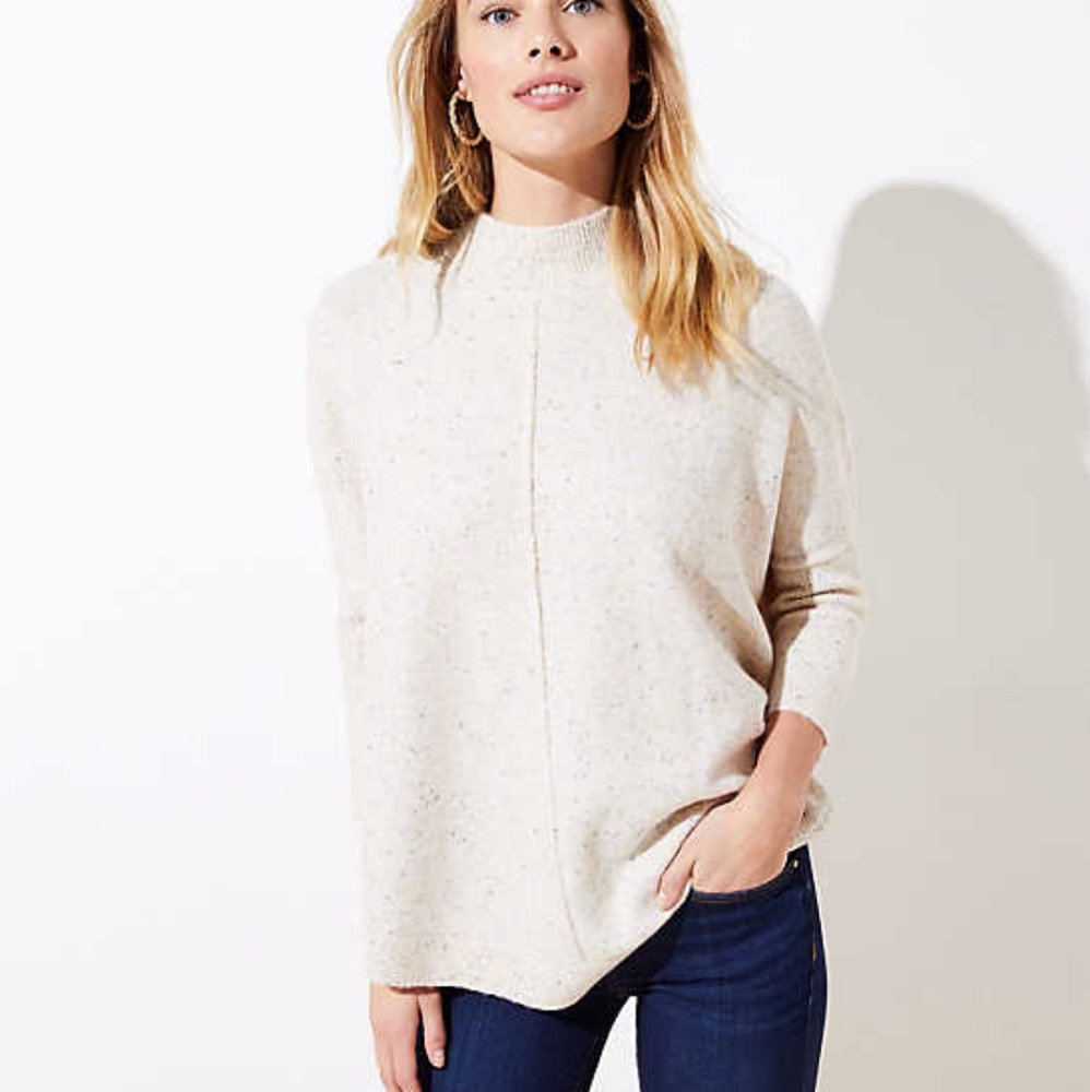 LOFT flocked mock neck poncho sweater